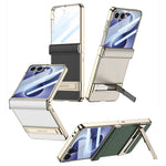 GKK För Samsung Galaxy Z Flip8 Stativskal Magnetiskt Gångjärnsskydd PU + PC + Härdat Glas mobilskal