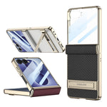 GKK För Samsung Galaxy Z Flip8 Stativskal Magnetiskt Gångjärnsskydd PU + PC + Härdat Glas mobilskal