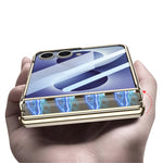 GKK För Samsung Galaxy Z Flip8 Stativskal Magnetiskt Gångjärnsskydd PU + PC + Härdat Glas mobilskal