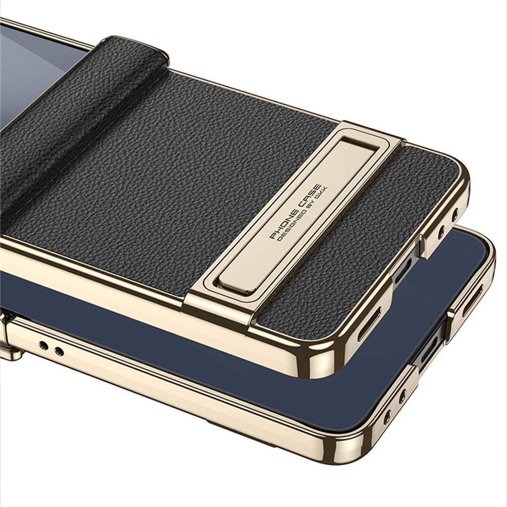 GKK För Samsung Galaxy Z Flip8 Stativskal Magnetiskt Gångjärnsskydd PU + PC + Härdat Glas mobilskal