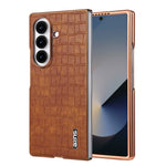 AZNS For Samsung Galaxy Z Fold8 Ultra Case Electroplating Crocodile Texture PU + TPU Phone Cover