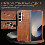 AZNS For Samsung Galaxy Z Fold8 Ultra Case Electroplating Crocodile Texture PU + TPU Phone Cover