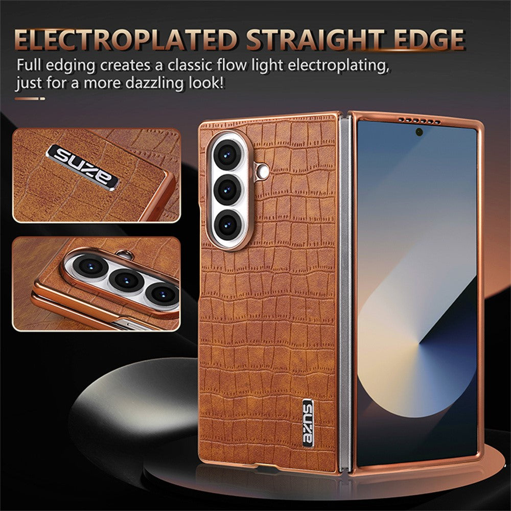 AZNS For Samsung Galaxy Z Fold8 Ultra Case Electroplating Crocodile Texture PU + TPU Phone Cover