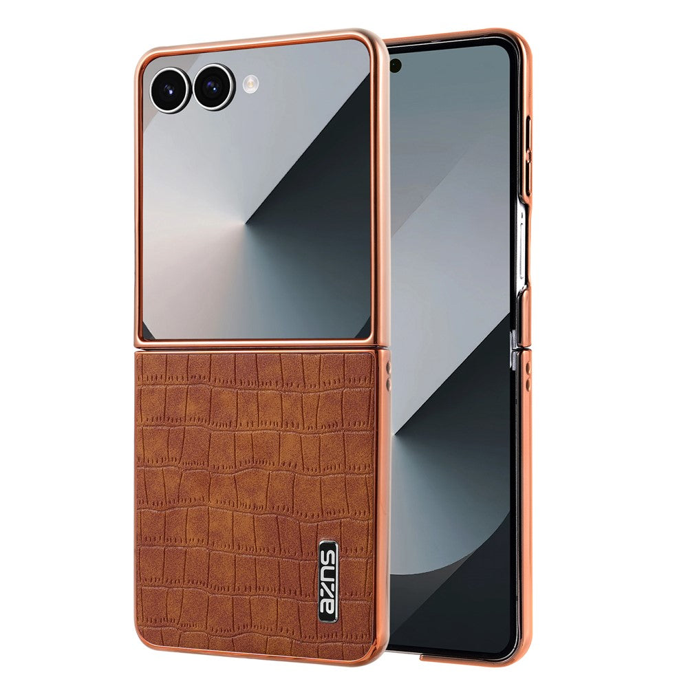 AZNS For Samsung Galaxy Z Flip8 Case Electroplating Crocodile Texture PU + TPU Phone Cover
