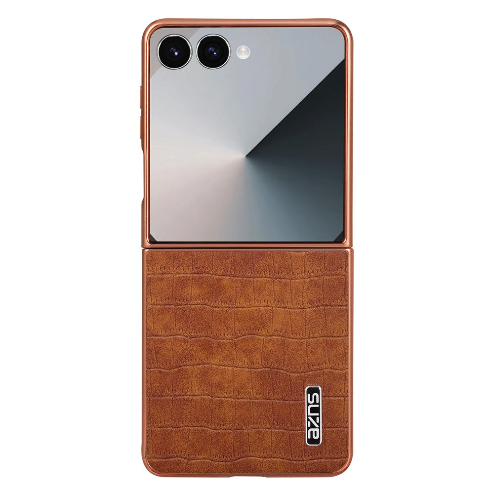 AZNS For Samsung Galaxy Z Flip8 Case Electroplating Crocodile Texture PU + TPU Phone Cover