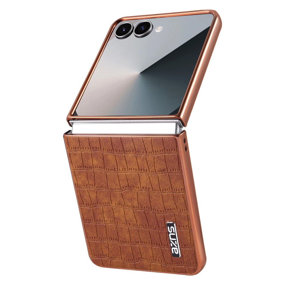 AZNS For Samsung Galaxy Z Flip8 Case Electroplating Crocodile Texture PU + TPU Phone Cover