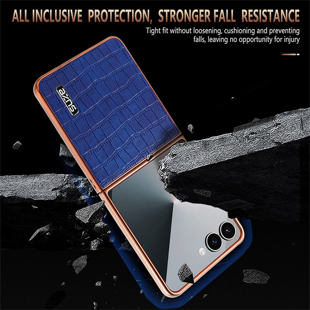 AZNS For Samsung Galaxy Z Flip8 Case Electroplating Crocodile Texture PU + TPU Phone Cover