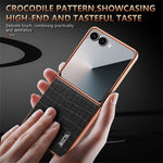 AZNS For Samsung Galaxy Z Flip8 Case Electroplating Crocodile Texture PU + TPU Phone Cover