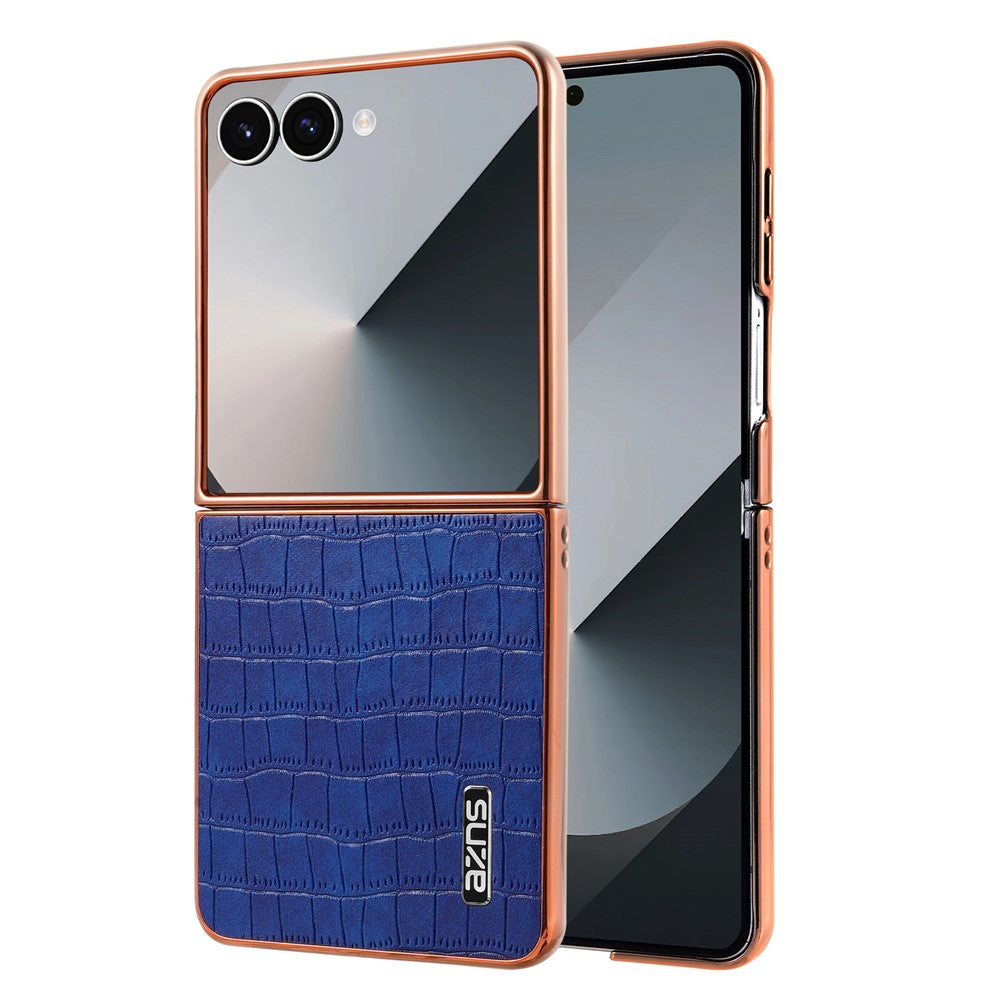 AZNS For Samsung Galaxy Z Flip8 Case Electroplating Crocodile Texture PU + TPU Phone Cover
