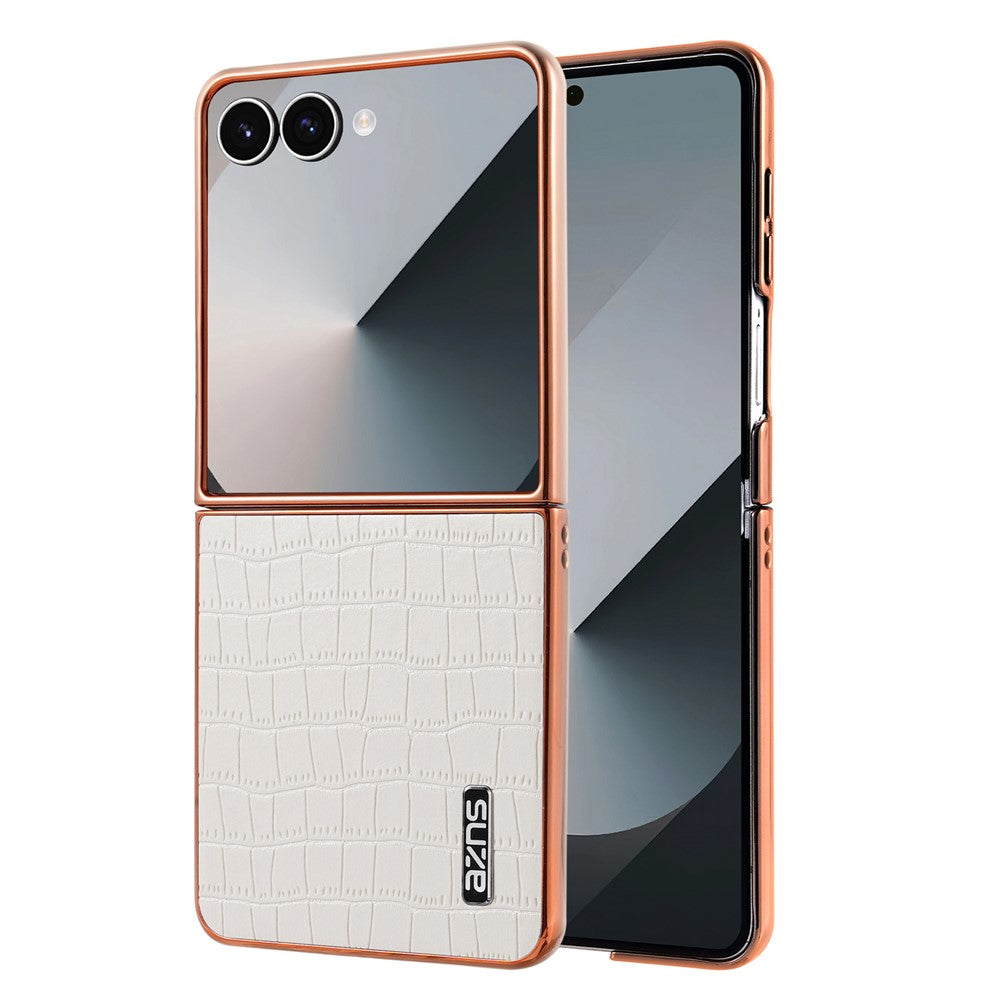 AZNS For Samsung Galaxy Z Flip8 Case Electroplating Crocodile Texture PU + TPU Phone Cover