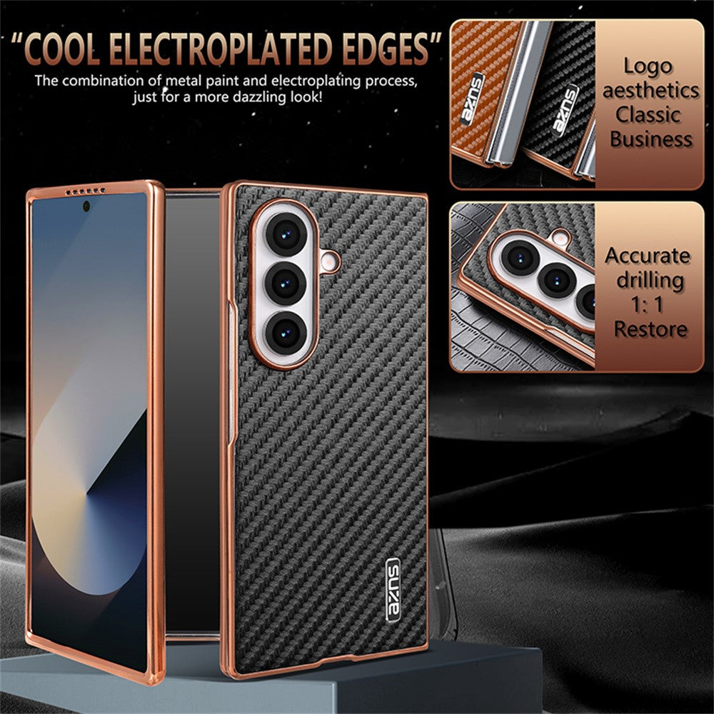 AZNS Telefoncover Til Samsung Galaxy Z Fold8 Ultra Galvanisering Kulfibertekstur PU + TPU Telefoncover