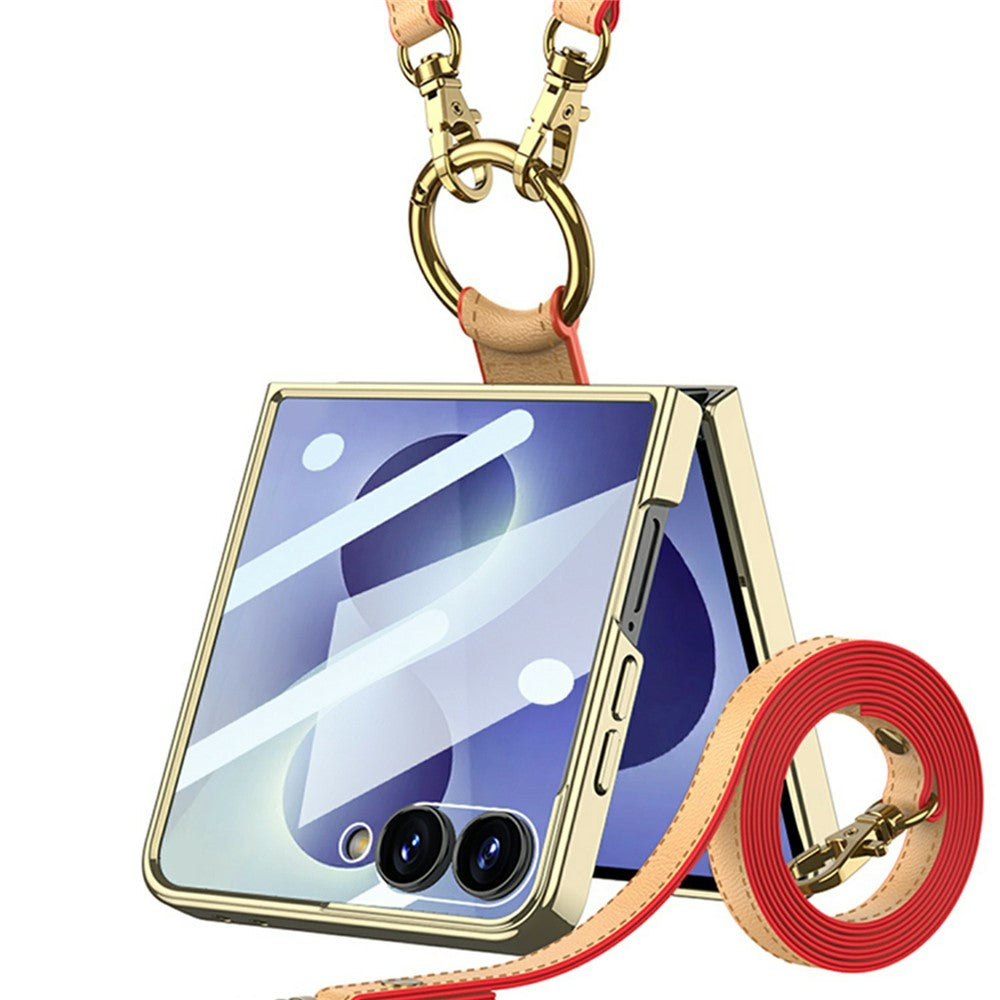 GKK til Samsung Galaxy Z Flip8 etui med ring kickstand, PU læder + PC telefoncover med skærmbeskytter / skulderrem