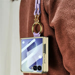 GKK til Samsung Galaxy Z Flip8 etui med ring kickstand, PU læder + PC telefoncover med skærmbeskytter / skulderrem