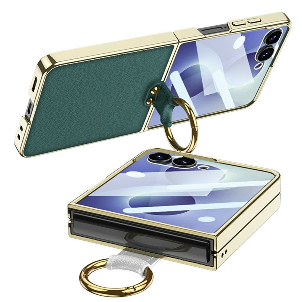 GKK til Samsung Galaxy Z Flip8 etui med ring kickstand, PU læder + PC telefoncover med skærmbeskytter / skulderrem