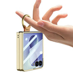 GKK til Samsung Galaxy Z Flip8 etui med ring kickstand, PU læder + PC telefoncover med skærmbeskytter / skulderrem