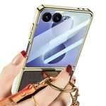 GKK til Samsung Galaxy Z Flip8 etui med ring kickstand, PU læder + PC telefoncover med skærmbeskytter / skulderrem