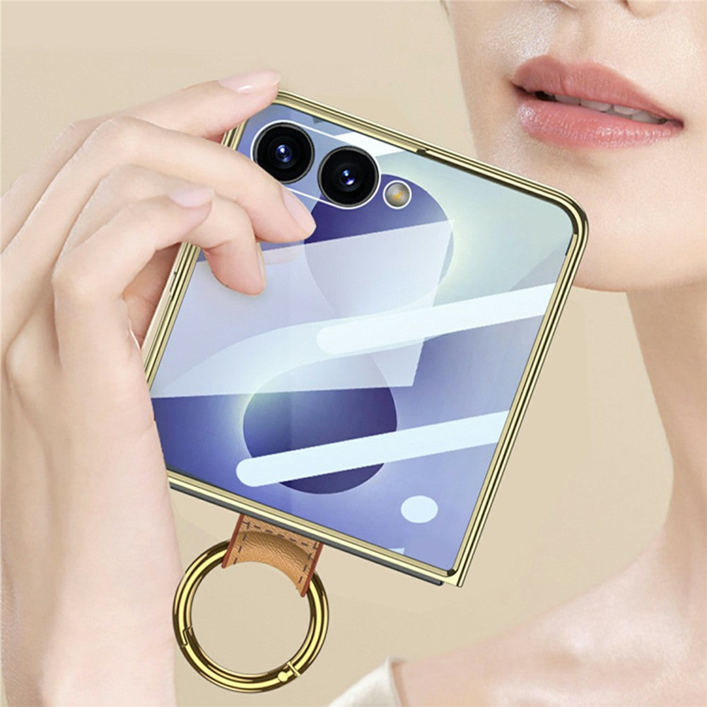 GKK til Samsung Galaxy Z Flip8 etui med ring kickstand, PU læder + PC telefoncover med skærmbeskytter / skulderrem