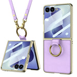 GKK til Samsung Galaxy Z Flip8 etui med ring kickstand, PU læder + PC telefoncover med skærmbeskytter / skulderrem