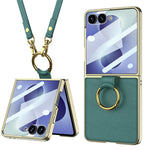 GKK til Samsung Galaxy Z Flip8 etui med ring kickstand, PU læder + PC telefoncover med skærmbeskytter / skulderrem