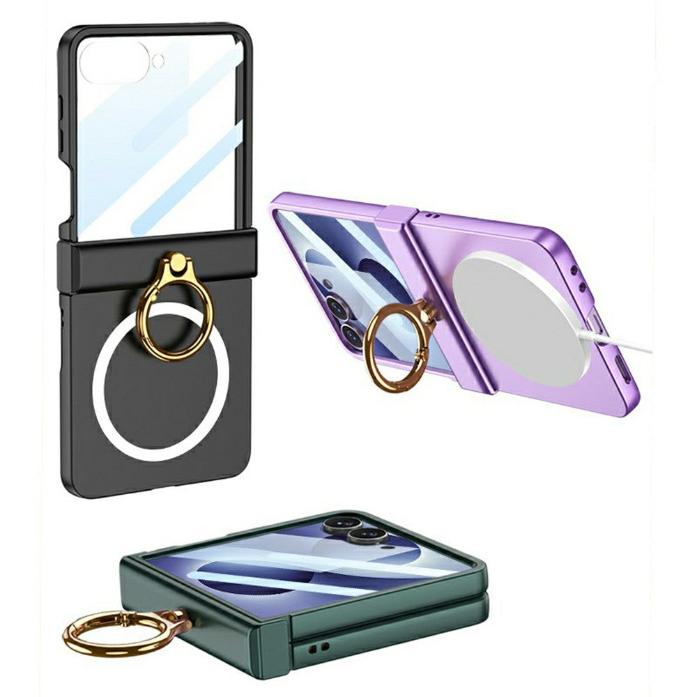 GKK för Samsung Galaxy Z Flip8 Magnetiskt Skal Ring Stöd Ultratunt mobilskal med Skärmfilm