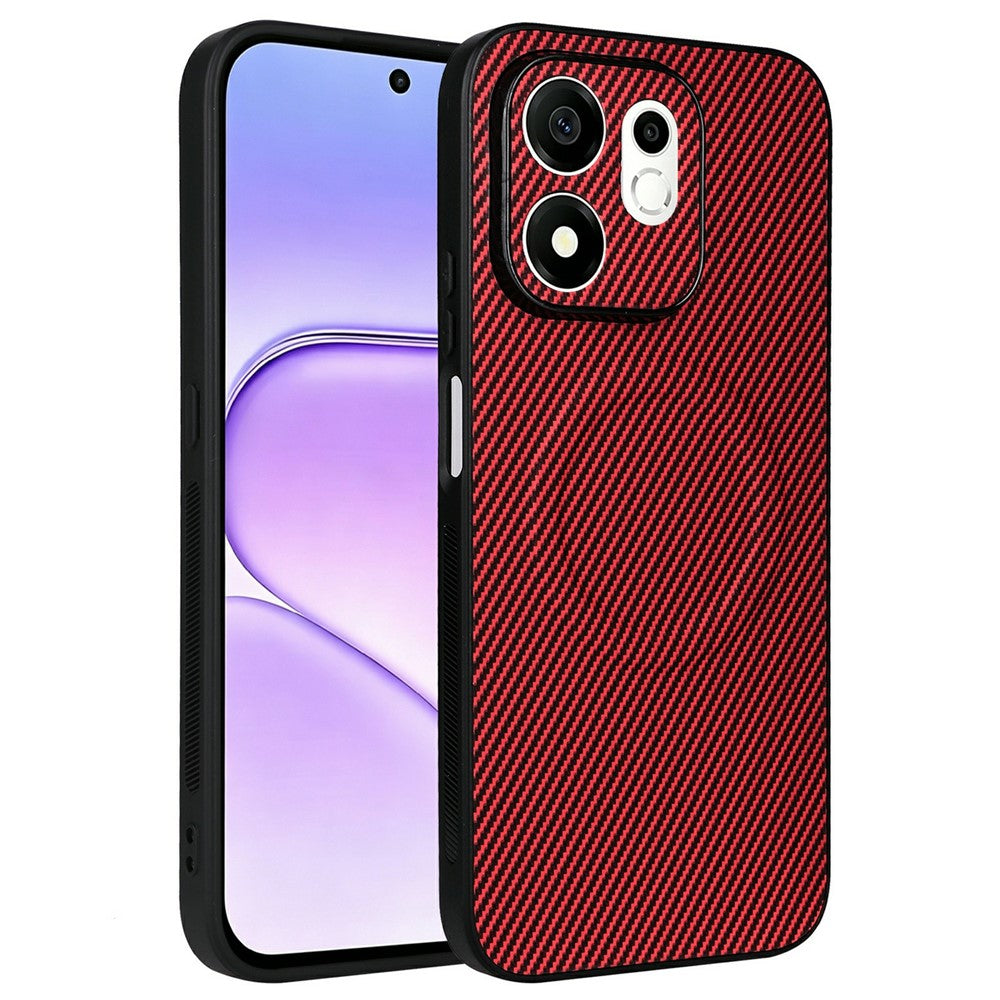 For Honor 600 Smart 5G / X7e Plus 5G Case Carbon Fiber Texture Leather Coated TPU PC Phone Cover with Metal Ring for Magnetic Car Mount