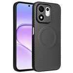 For Honor 600 Smart 5G / X7e Plus 5G Case Carbon Fiber Texture Leather Coated TPU PC Phone Cover with Metal Ring for Magnetic Car Mount