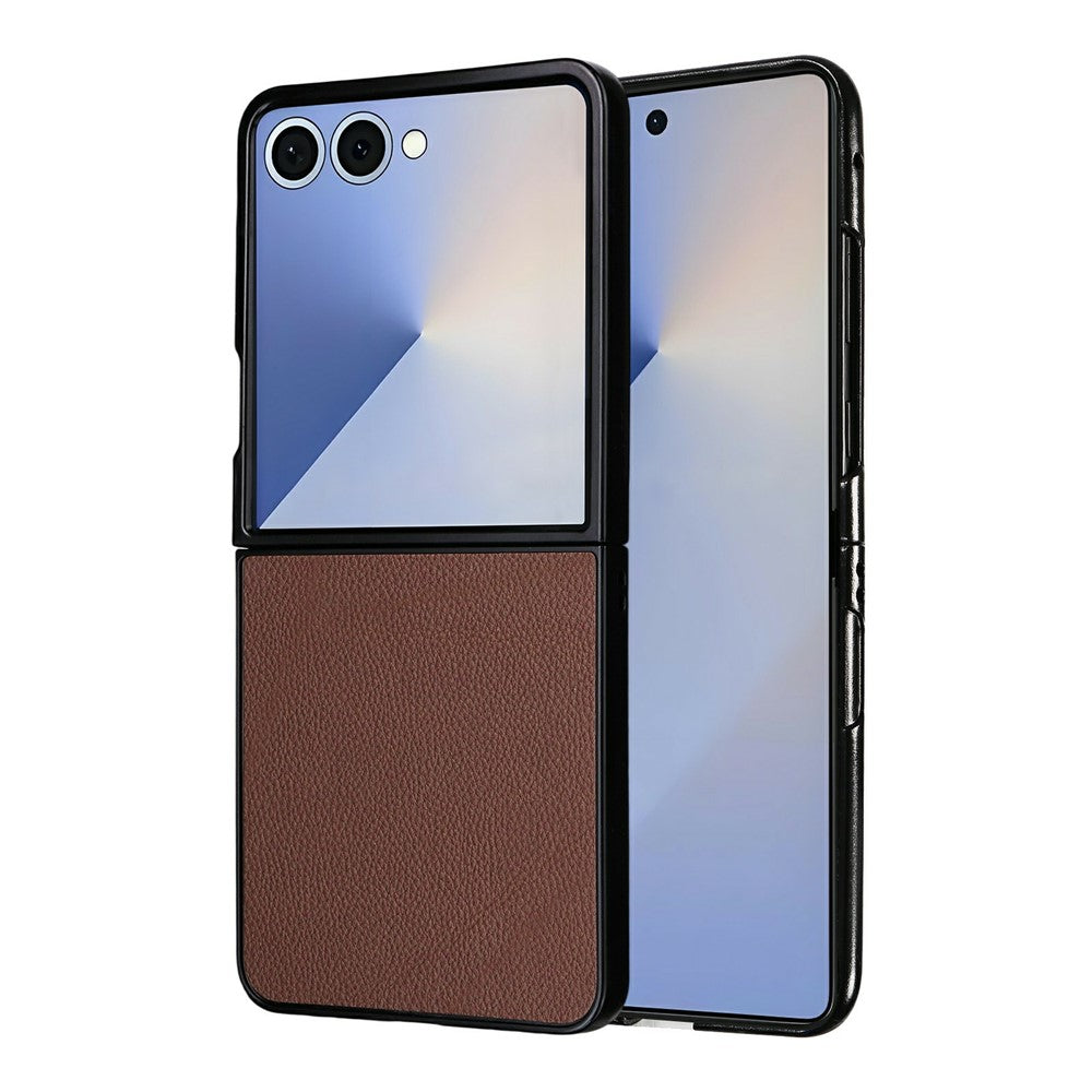 For Samsung Galaxy Z Flip8 Case Litchi Texture Leather + Hard PC Phone Cover