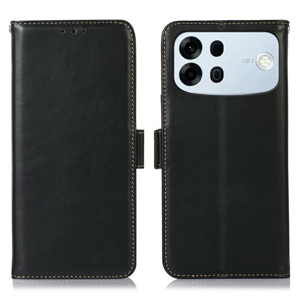 For Oppo A7 Pro Max 5G Case RFID Blocking Genuine Cow Leather Wallet Phone Cover