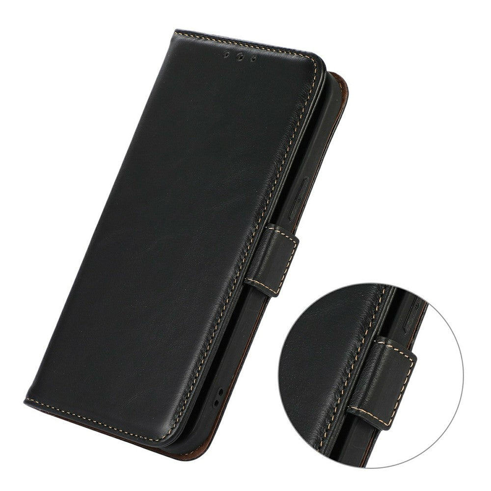 For Oppo A7 Pro Max 5G Case RFID Blocking Genuine Cow Leather Wallet Phone Cover