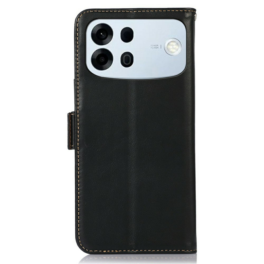 For Oppo A7 Pro Max 5G Case RFID Blocking Genuine Cow Leather Wallet Phone Cover