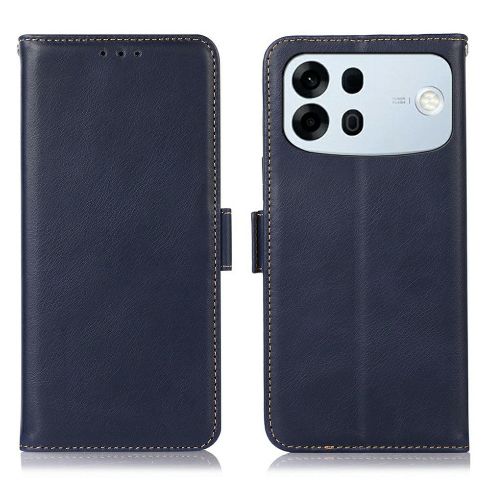 For Oppo A7 Pro Max 5G Case RFID Blocking Genuine Cow Leather Wallet Phone Cover
