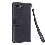 For iPhone 17th / 16th Leather Case with Wrist Strap and Shoulder Strap Dual Color Multi Card Slots Phone Cover