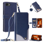 For iPhone 17th / 16th Leather Case with Wrist Strap and Shoulder Strap Dual Color Multi Card Slots Phone Cover