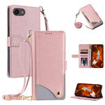 For iPhone 17th / 16th Leather Case with Wrist Strap and Shoulder Strap Dual Color Multi Card Slots Phone Cover