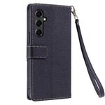 For Samsung Galaxy S25+ Leather Case with Wrist Strap and Shoulder Strap Dual Color Multi Card Slots Phone Cover