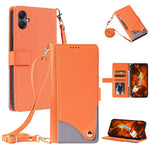 Till Samsung Galaxy A05 4G / Galaxy F05 / Galaxy M05 4G Läderfodral med handledsrem och axelrem Tvåfärgat Telefonfodral med flera kortfack
