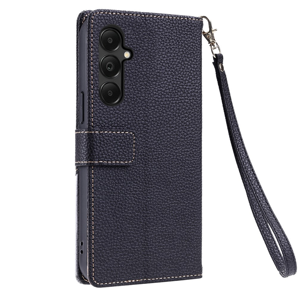 For Samsung Galaxy A25 5G (Global) (161mm) Leather Case with Wrist Strap and Shoulder Strap Dual Color Multi Card Slots Phone Cover
