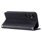 For Samsung Galaxy A25 5G (Global) (161mm) Leather Case with Wrist Strap and Shoulder Strap Dual Color Multi Card Slots Phone Cover
