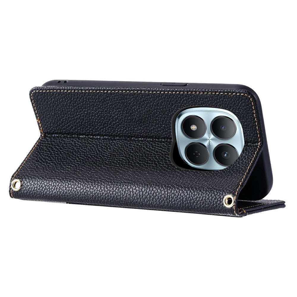 For Xiaomi Redmi Note 15 Pro 5G (Global) Leather Case with Wrist Strap and Shoulder Strap Dual Color Multi Card Slots Phone Cover