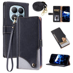 For Xiaomi Redmi Note 15 Pro 4G (Global) Leather Case with Wrist Strap and Shoulder Strap Dual Color Multi Card Slots Phone Cover