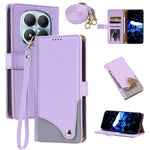 For Xiaomi Redmi Note 15 Pro 4G (Global) Leather Case with Wrist Strap and Shoulder Strap Dual Color Multi Card Slots Phone Cover