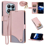 For Xiaomi Redmi Note 15 Pro 4G (Global) Leather Case with Wrist Strap and Shoulder Strap Dual Color Multi Card Slots Phone Cover