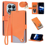 For Xiaomi Redmi Note 15 Pro+ 5G (Global)  /  Poco M8 Pro 5G Leather Case with Wrist Strap and Shoulder Strap Dual Color Multi Card Slots Phone Cover