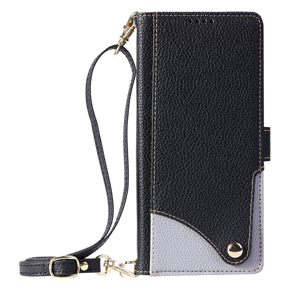 For Xiaomi Redmi Note 14 5G  /  Poco M7 Pro 5G Leather Case with Wrist Strap and Shoulder Strap Dual Color Multi Card Slots Phone Cover