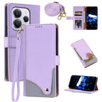 For Xiaomi Redmi Note 14 5G  /  Poco M7 Pro 5G Leather Case with Wrist Strap and Shoulder Strap Dual Color Multi Card Slots Phone Cover