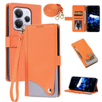 For Xiaomi Redmi Note 14 5G  /  Poco M7 Pro 5G Leather Case with Wrist Strap and Shoulder Strap Dual Color Multi Card Slots Phone Cover