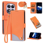 For Xiaomi Redmi Note 14 Pro 5G  /  Poco X7 5G  /  Redmi Note 14 Pro+ 5G Leather Case with Wrist Strap and Shoulder Strap Dual Color Multi Card Slots Phone Cover