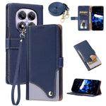 For Xiaomi Redmi Note 14 Pro 5G  /  Poco X7 5G  /  Redmi Note 14 Pro+ 5G Leather Case with Wrist Strap and Shoulder Strap Dual Color Multi Card Slots Phone Cover