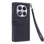 For Xiaomi Redmi Note 14 Pro 4G Leather Case with Wrist Strap and Shoulder Strap Dual Color Multi Card Slots Phone Cover