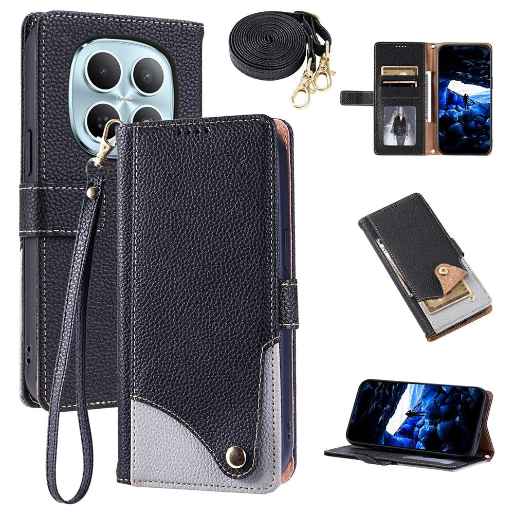 For Xiaomi Redmi Note 15 5G (Global)  /  Redmi Note 15 4G (Global)  /  Poco M8 5G Leather Case with Wrist Strap and Shoulder Strap Dual Color Multi Card Slots Phone Cover